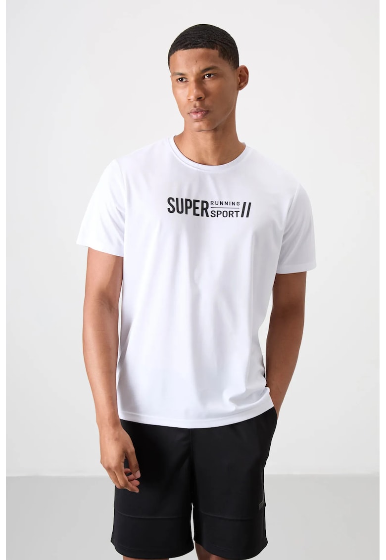 Tricou Barbati - imprimeu - guler rotund - alb