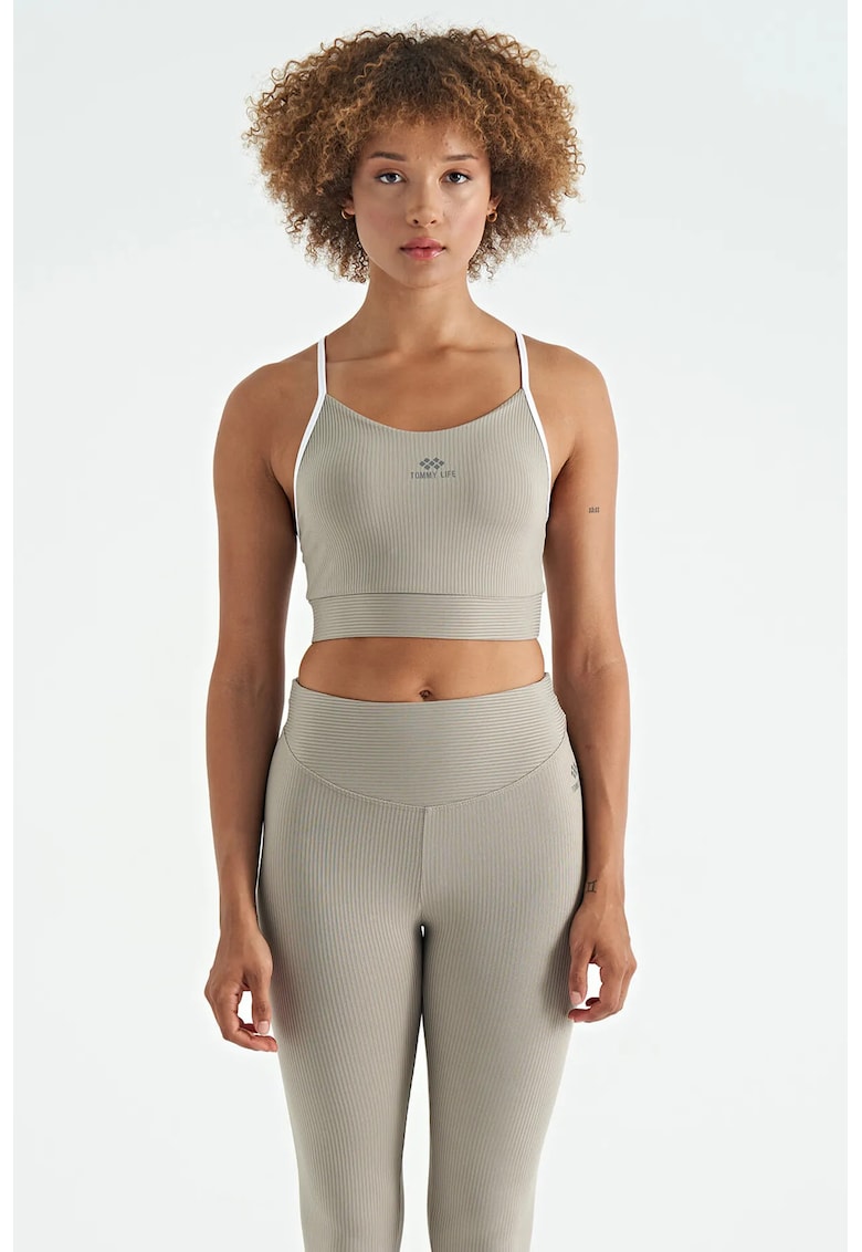 Tricou sport top sport mulat - piatra naturala - 90% poliamida - 10% elastan