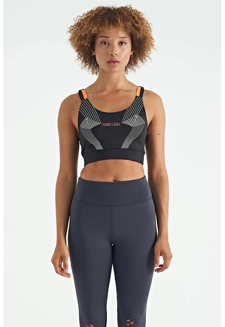 Top sport - Fitted Crop - negru - poliester-elastan