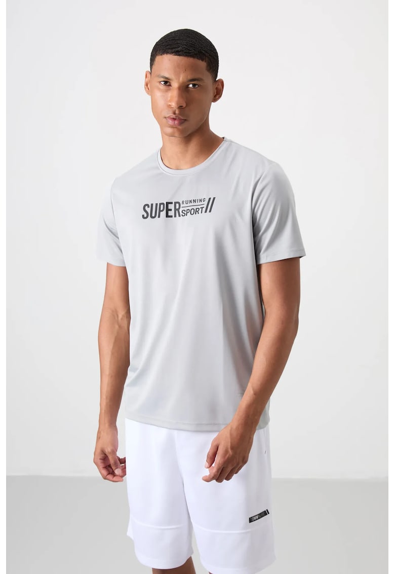 Tricou gri deschis - imprimeu pe spate - 100% poliester