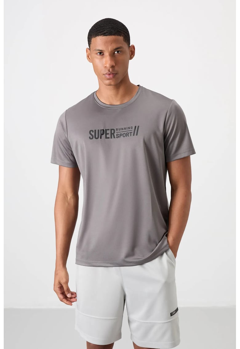 Tricou imprimeu - gri ardezie - 100% poliester