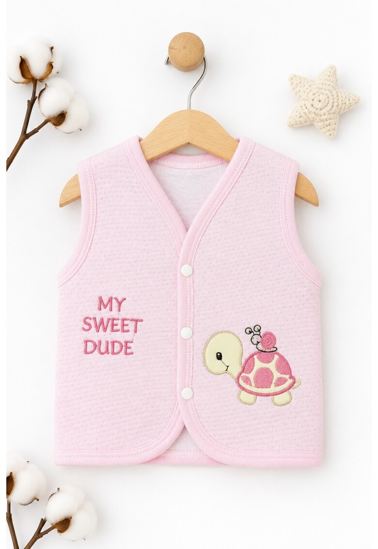 Vesta bebelusi roz My Sweet Dude - bumbac matlasat - vesta fetite