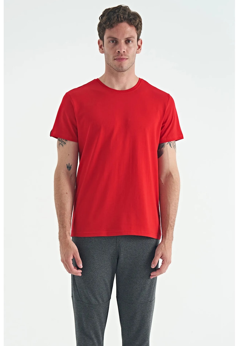 Tricou barbati - elastic - rosu - bumbac cu elastan