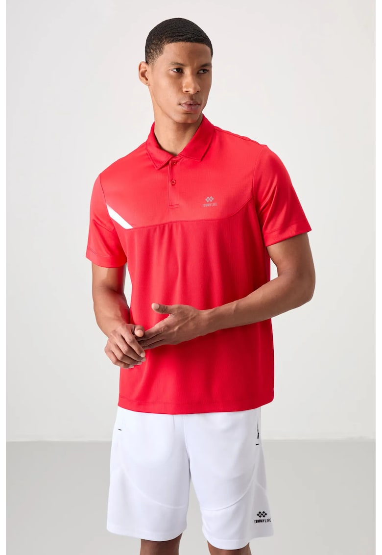 Tricou Polo Barbati - rosu - 100% poliester - cu buton