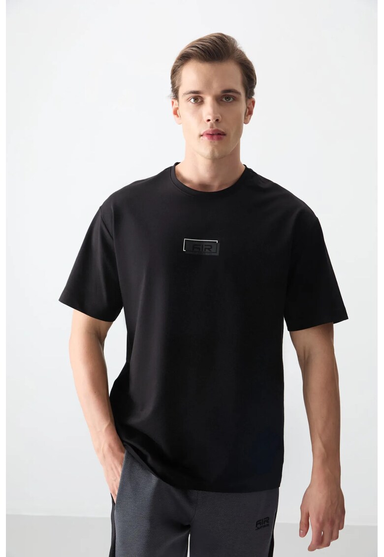 Tricou Oversized cu Logo - Negru - pentru Femei