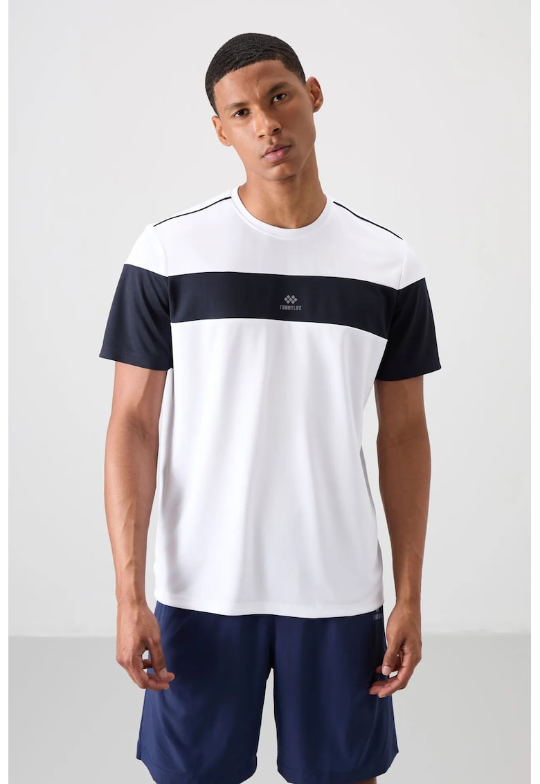 Tricou barbati - guler rotund - blocuri de culoare - bumbac