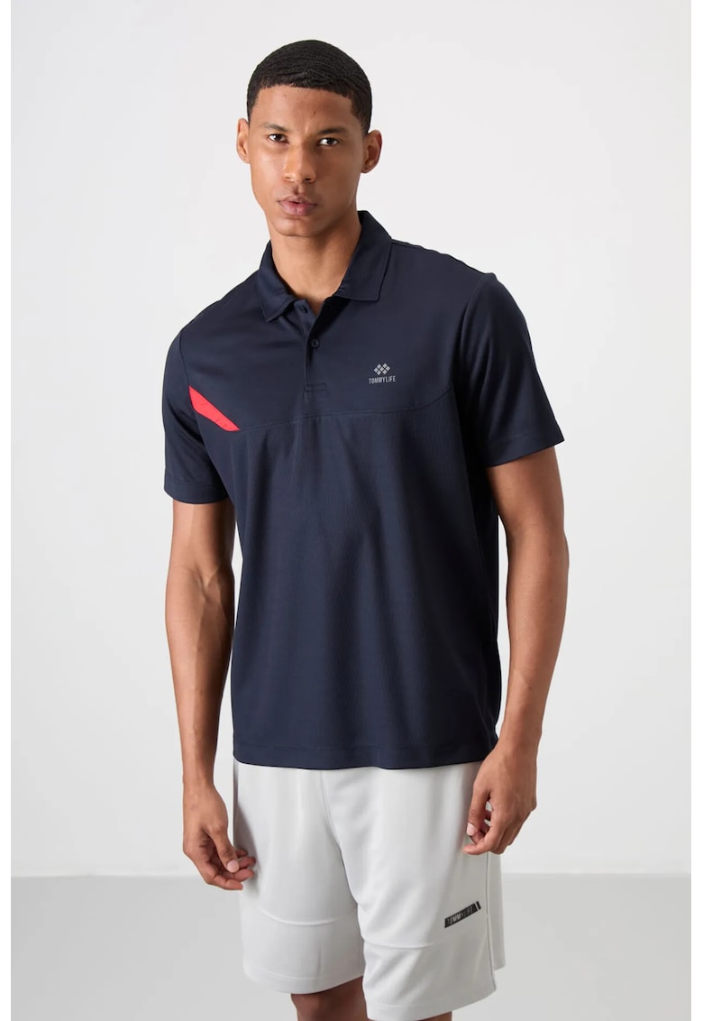 Tricou Polo barbati - bleumarin - 100% poliester - cu buton