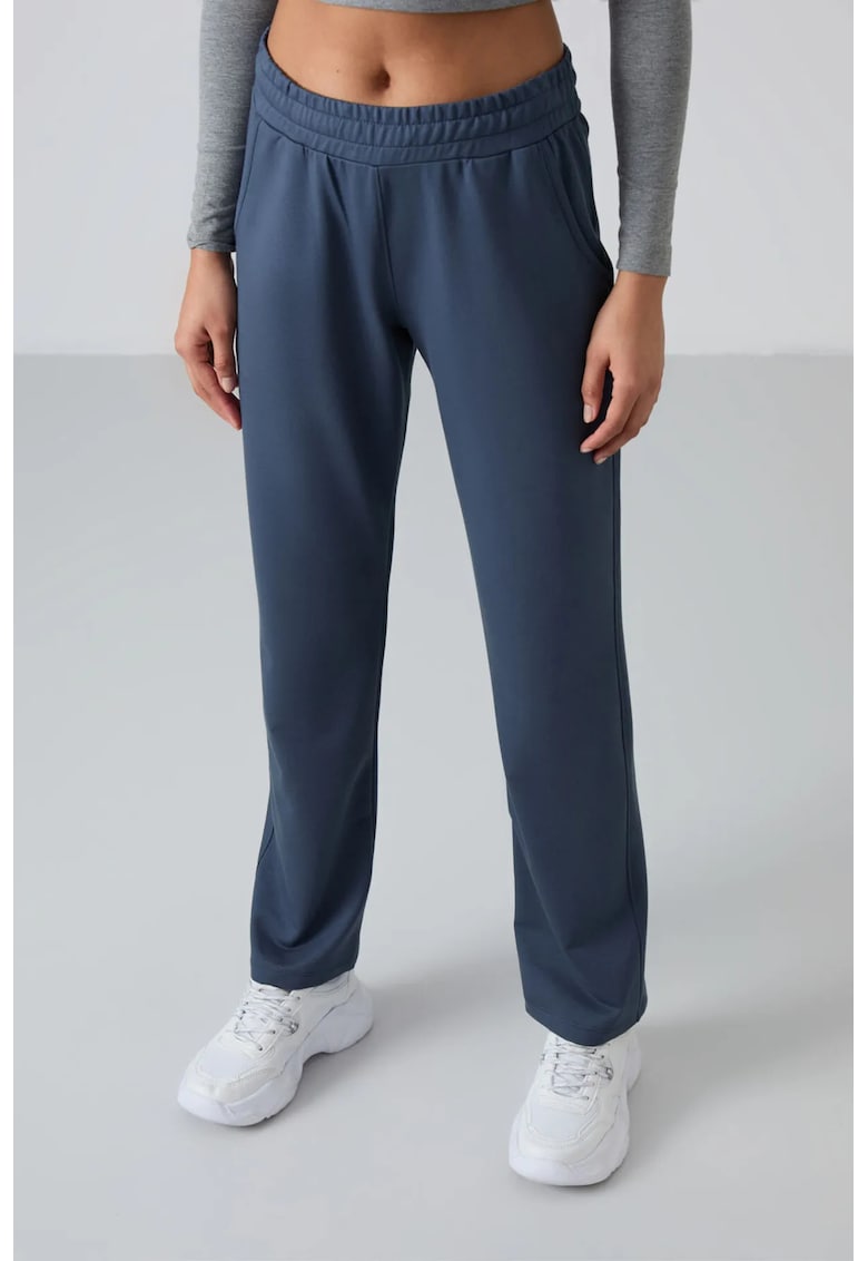 Pantaloni dama - trening din fleece - Oxford Blue - 77% bumbac - fara inchidere