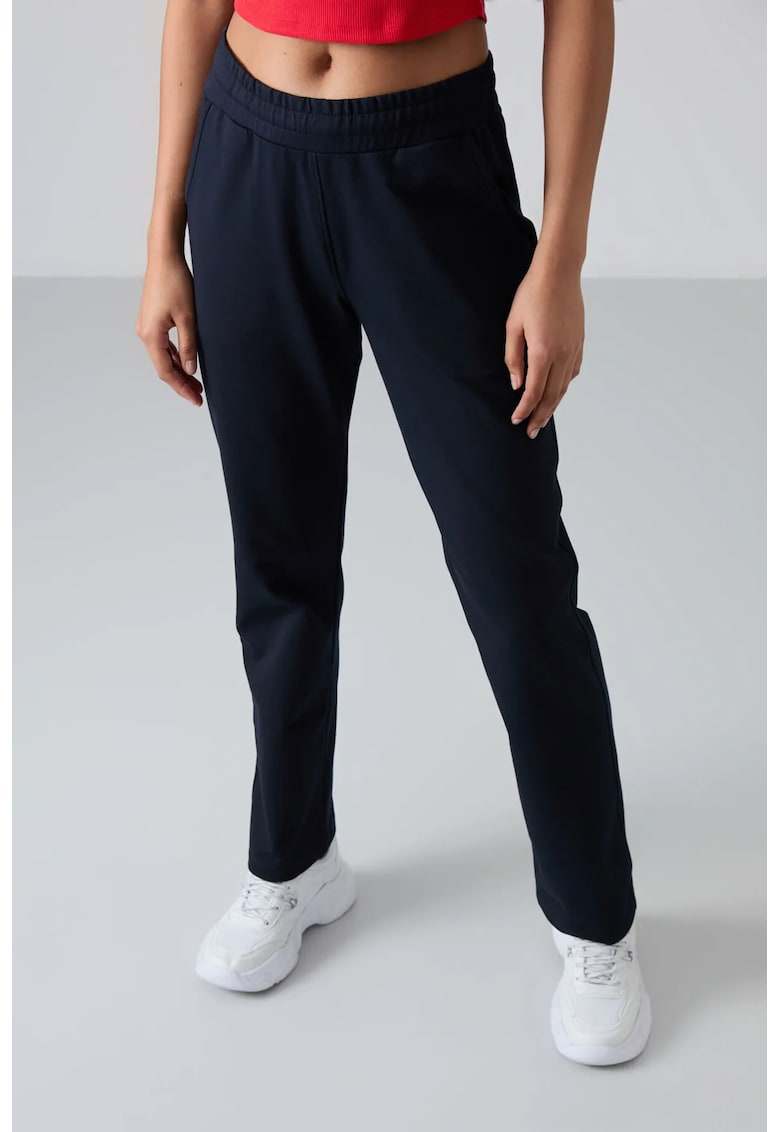 Pantaloni dama - pantaloni de trening din fleece - buzunar - albastru marin - bumbac