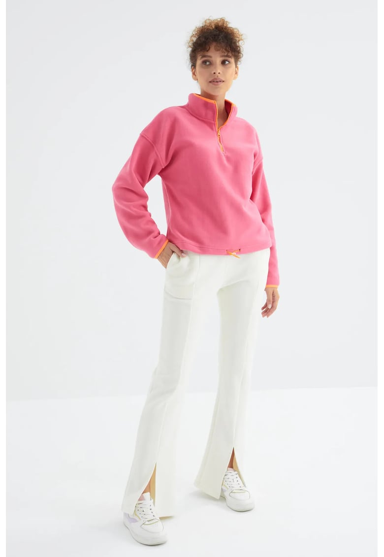 Pantaloni de trening - talie inalta - picior drept - Dusty White - bumbac si poliester
