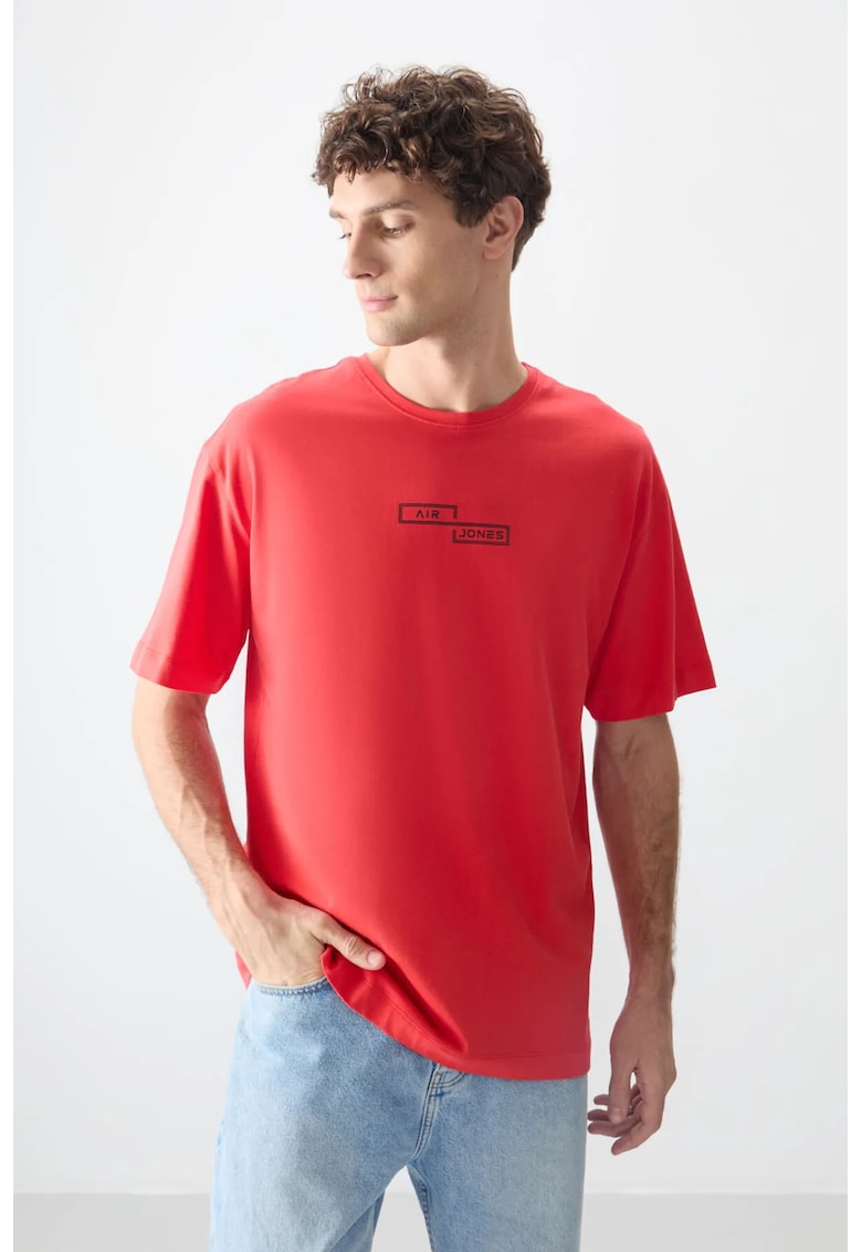 Tricou barbati - supradimensionat - elastic - rosu - 100% bumbac