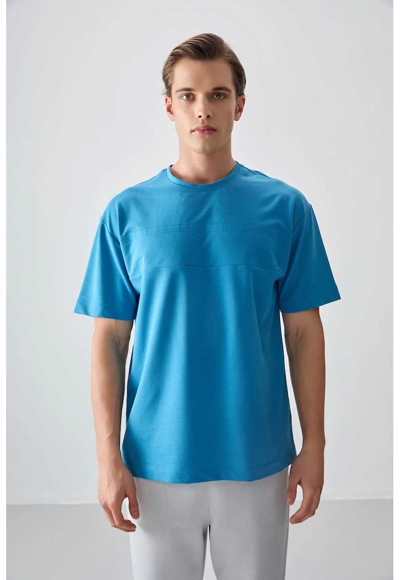Tricouri barbati - tricou supradimensionat - elastic - albastru cerulean