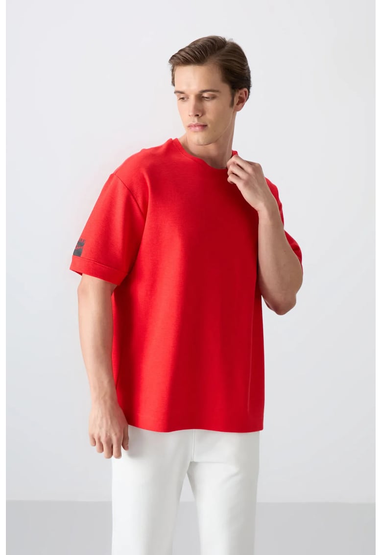 Tricou barbati - supradimensionat - rosu - bumbac/poliester