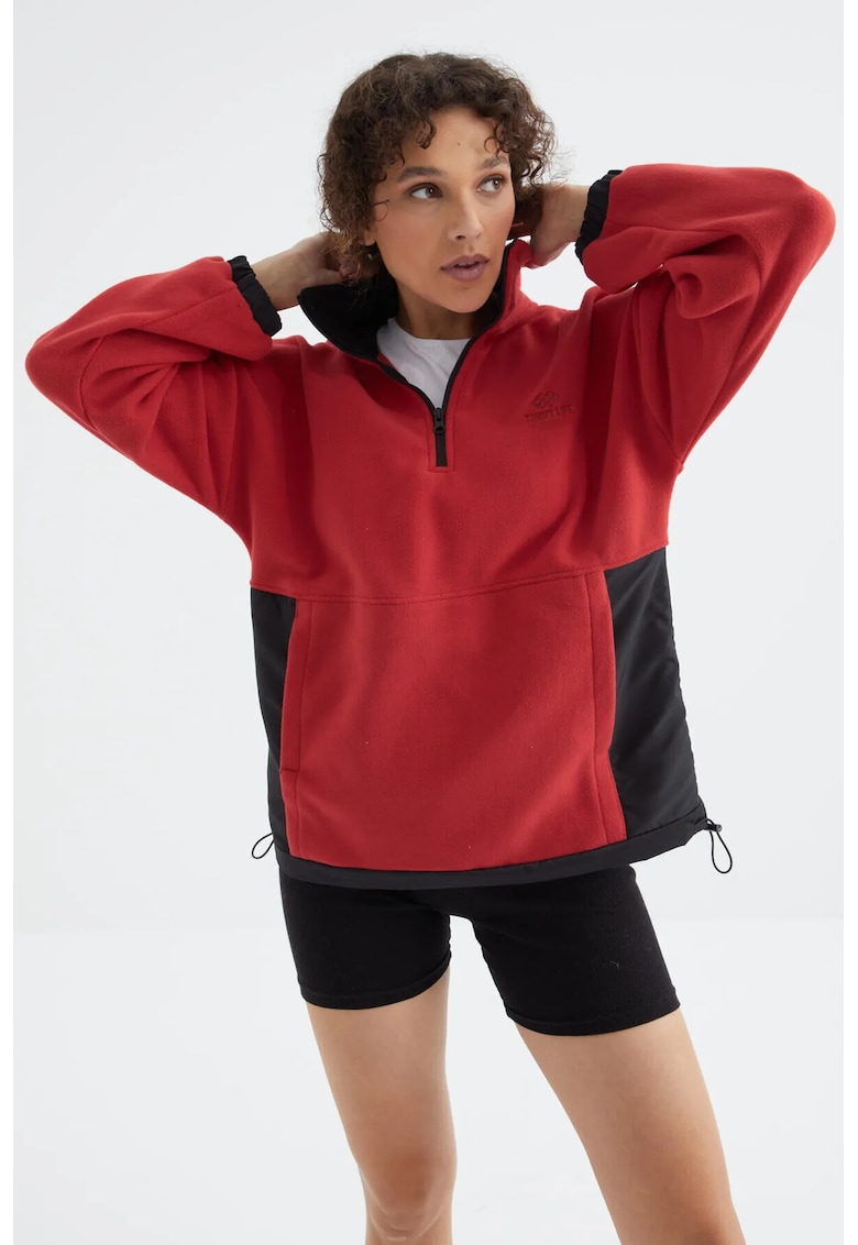 Hanorac dama - oversized - 100% poliester - rosu