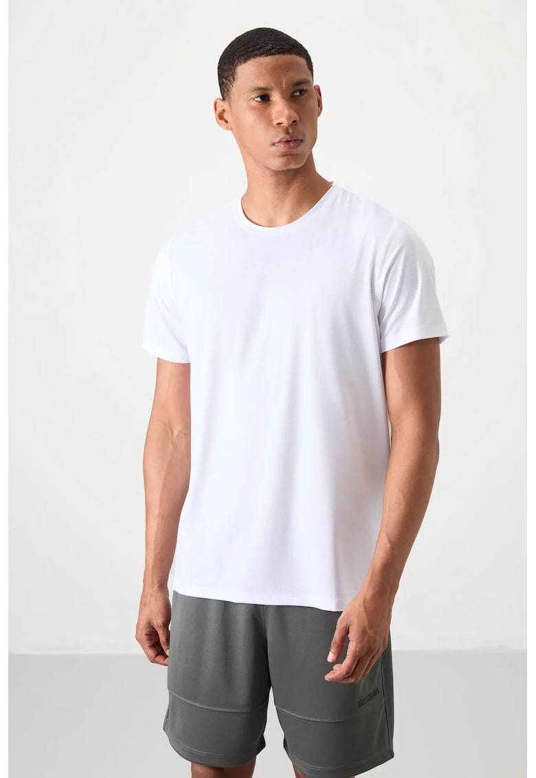 Tricou barbati - regular fit - elastic - alb - poliester cu elastan