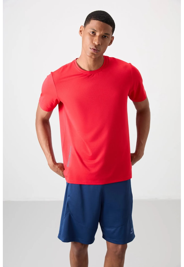 Tricou guler rotund - croiala regular fit - elastic - rosu - poliester-elastan