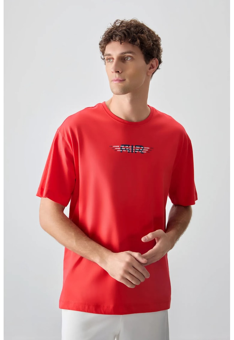 Tricou barbati supradimensionat - rosu - bumbac