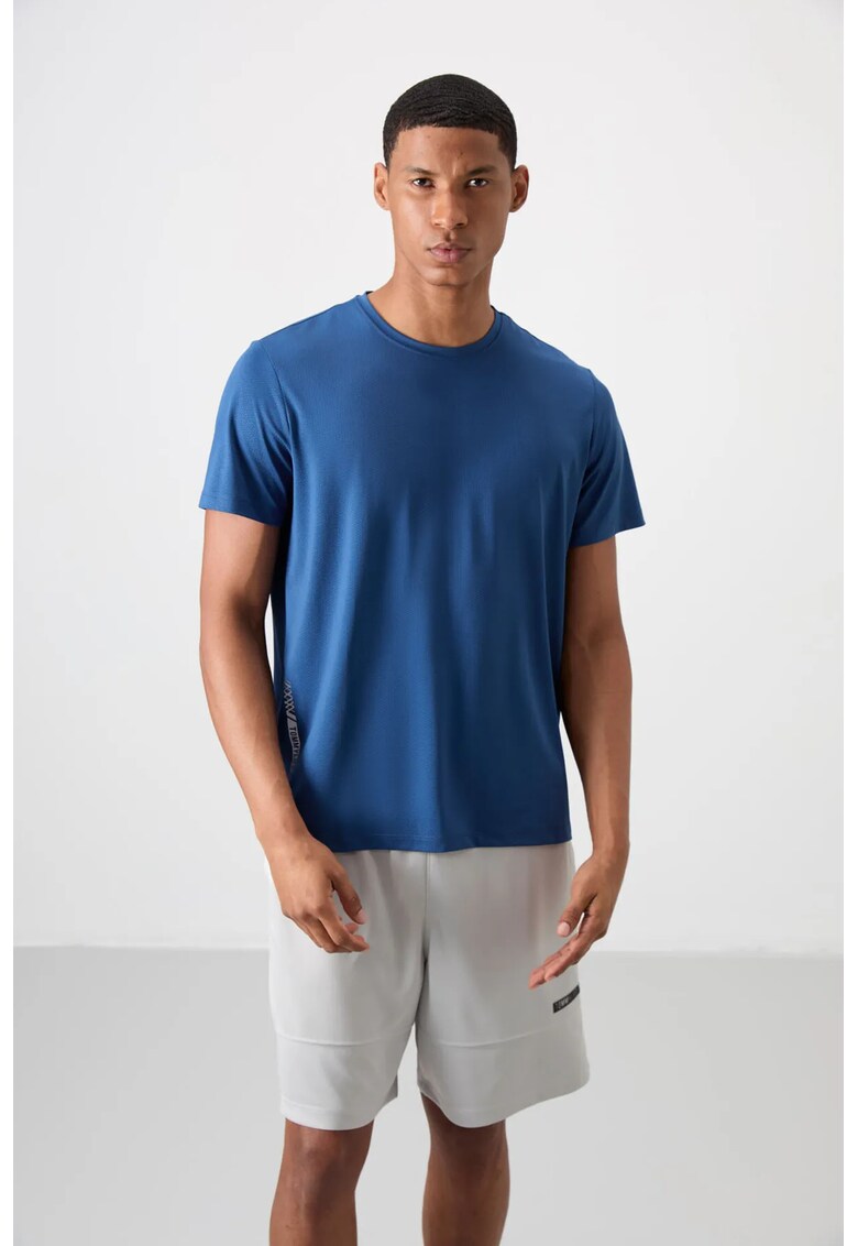 Tricou barbati - croiala regular fit - elastic - albastru marocan - poliester-elastan