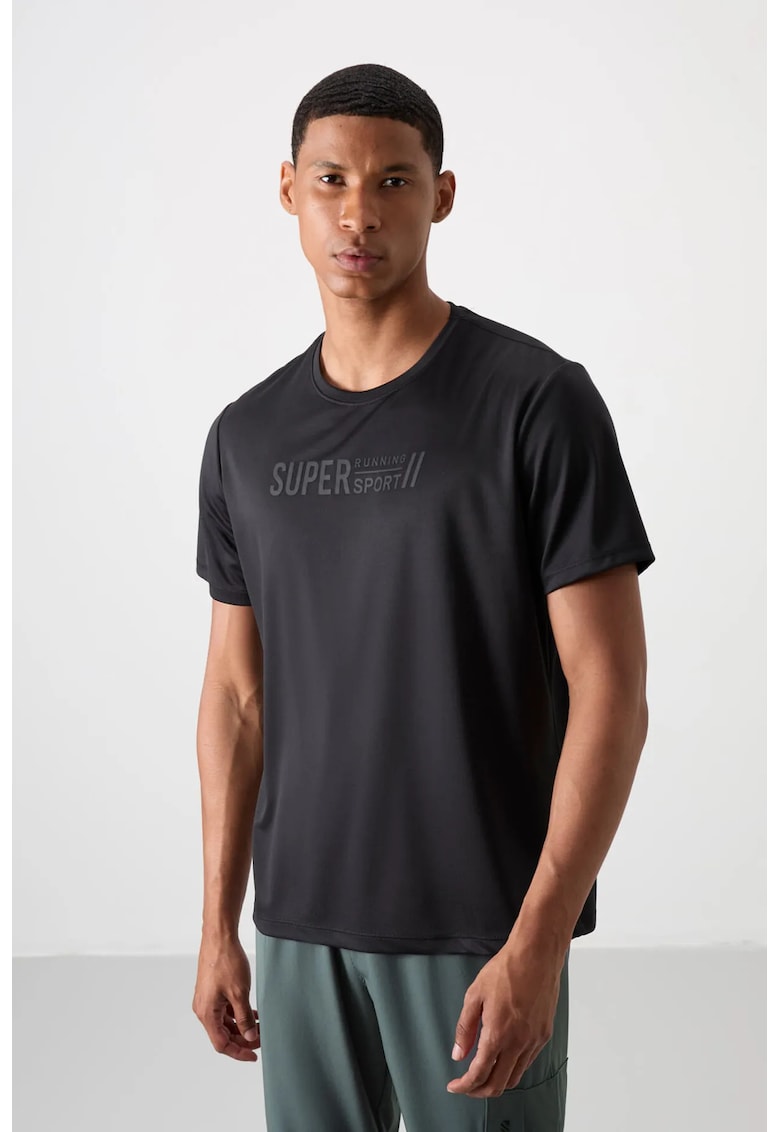 Tricou barbati - imprimeu - negru - poliester