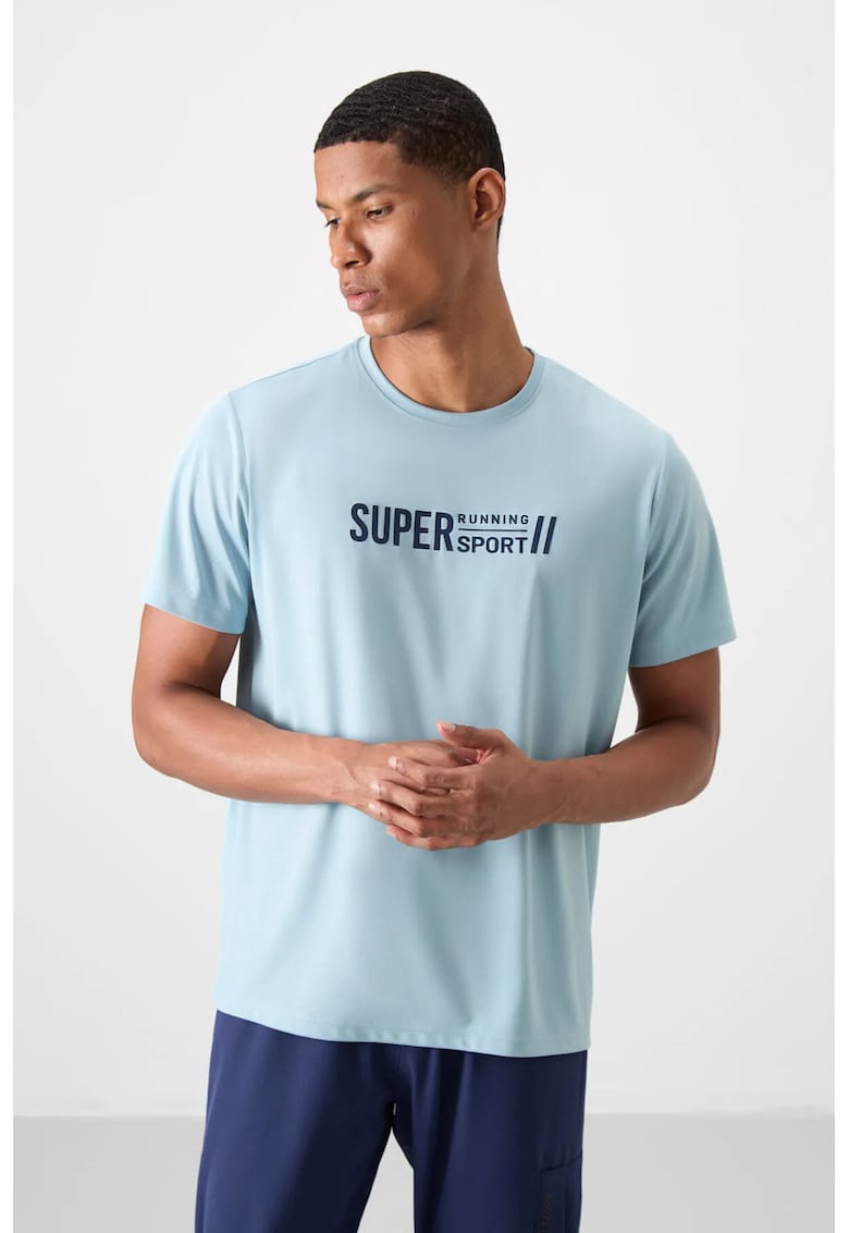 Tricou imprimeu - albastru deschis - poliester