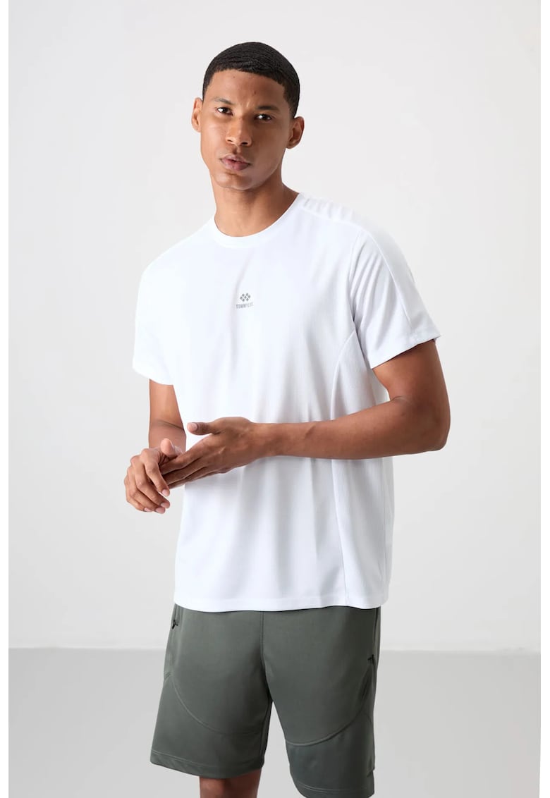 Tricou barbati - alb - 100% poliester - gat rotund - maneca scurta