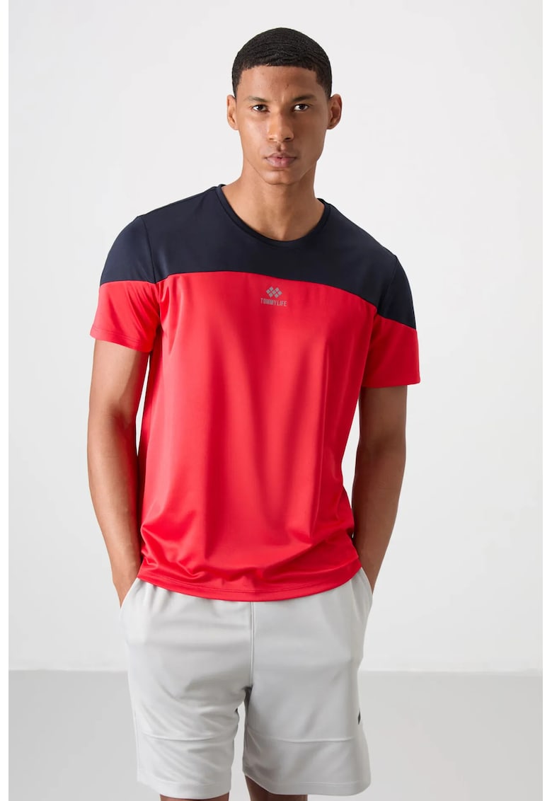 Tricou barbati - rosu - poliester - guler rotund - Rosu/Negru