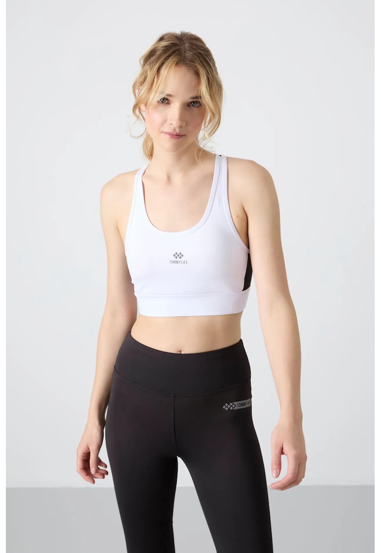 Top sport mulat - fara maneci - alb - poliester cu elastan