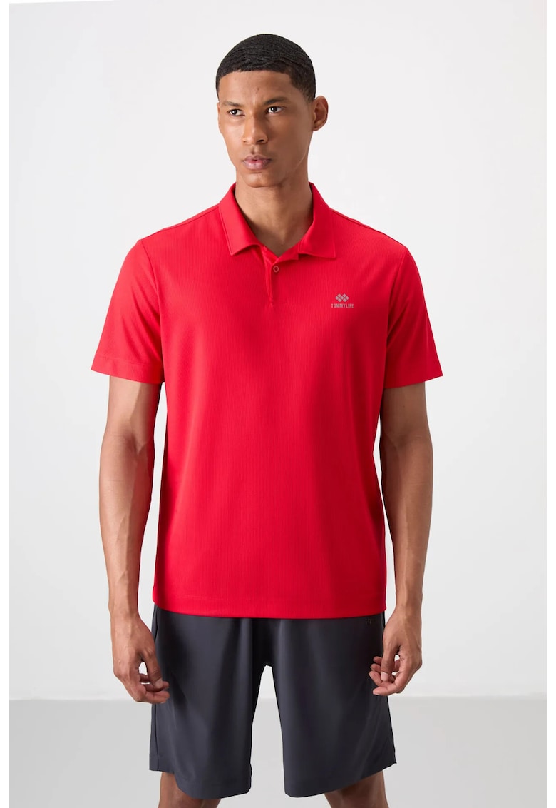 Tricou Polo rosu - broderie logo - 100% poliester