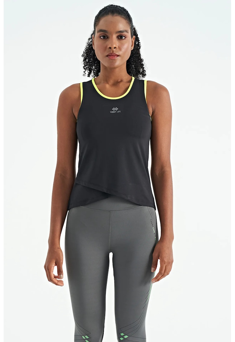 Tricou sport - top sport fara maneci - negru - poliester-elastan
