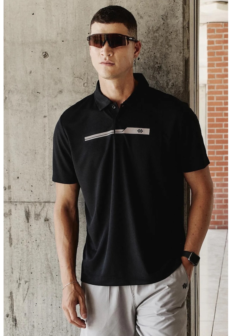 Tricou polo barbati - negru - 100% poliester - cu nasturi