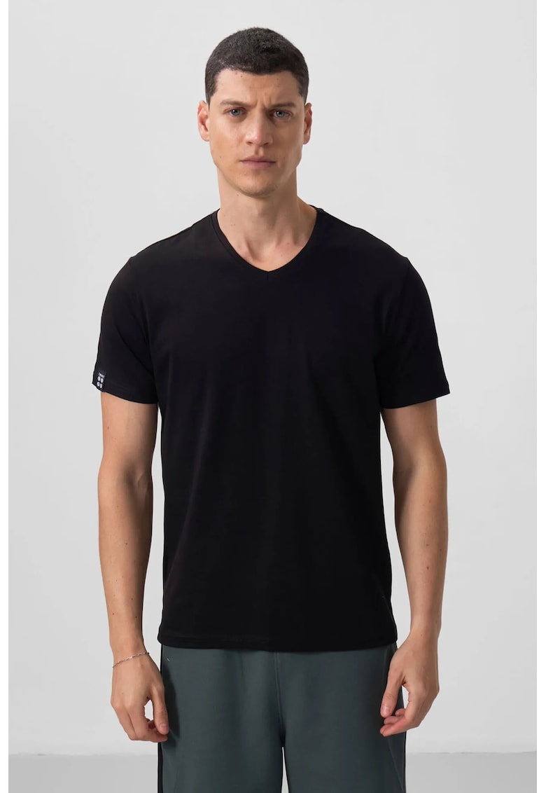 Tricou barbati - elastic negru - bumbac si elastan