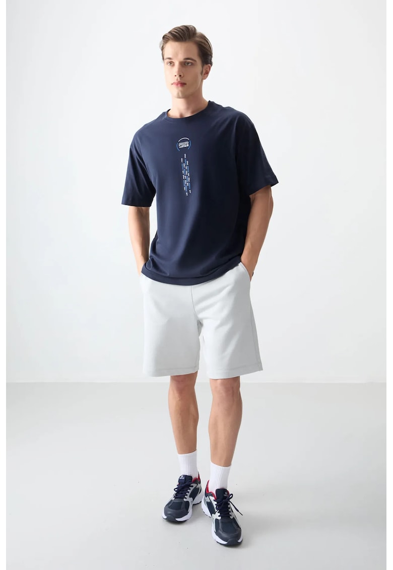 Tricou barbati - croiala supradimensionata - bleumarin - 100% bumbac