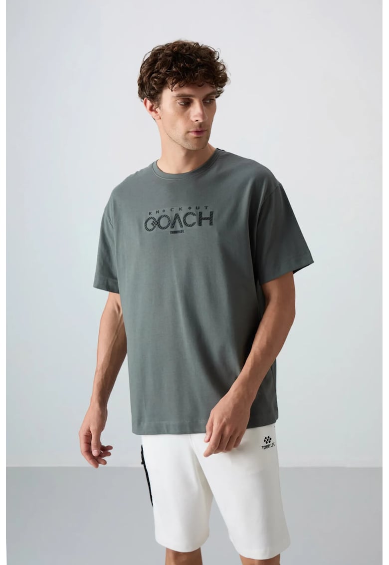 Tricou supradimensionat - gri ardezie - bumbac si poliester
