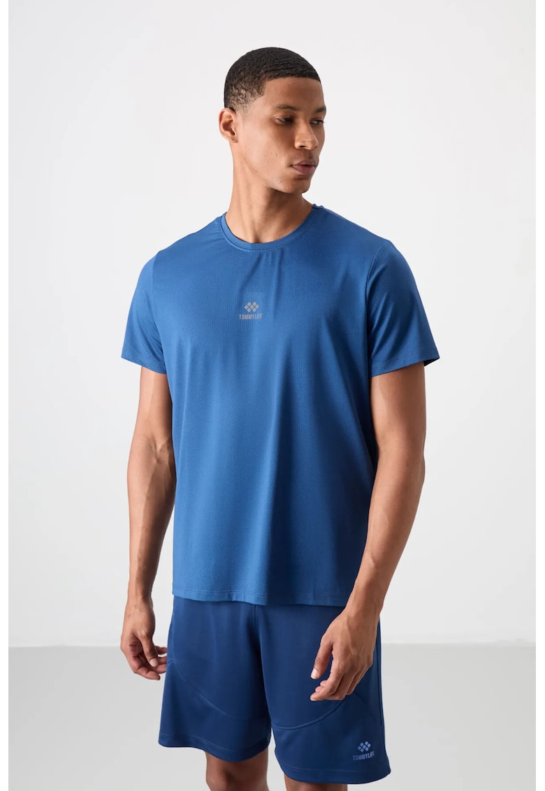 Tricou maneca scurta - logo aplicat - Moroccan Blue - poliester-elastan