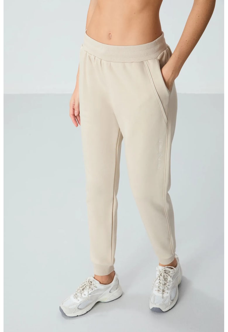 Pantaloni de trening - talie elastica - piatra naturala - amestec bumbac-poliester