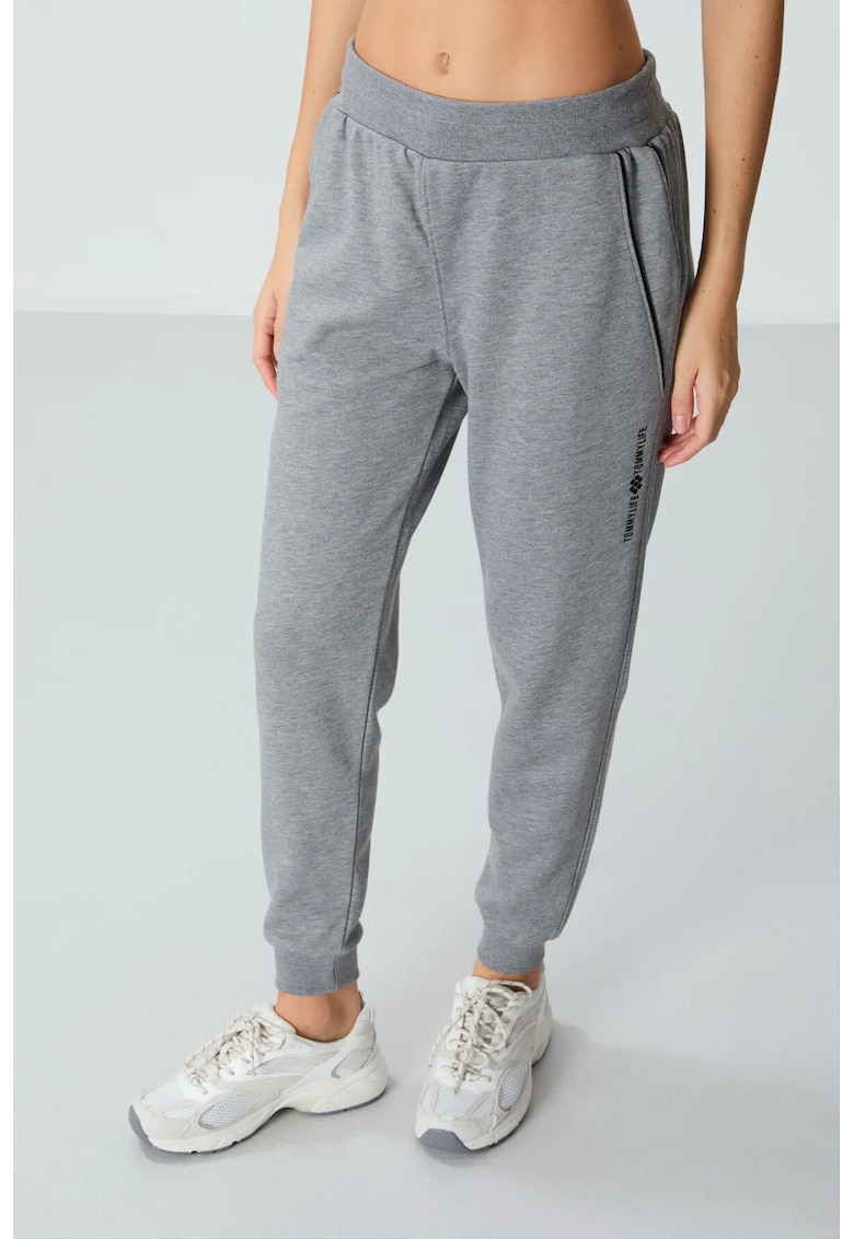 Pantaloni de trening - gri - amestec de bumbac - buzunar