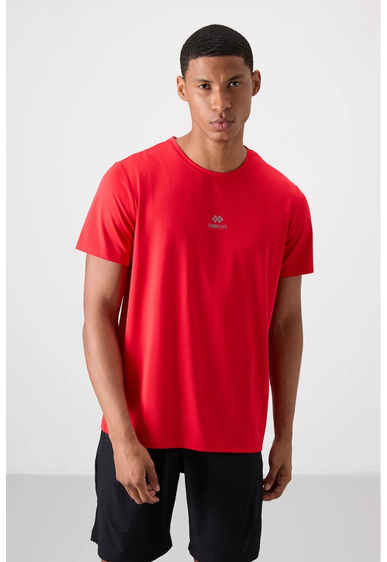 Tricou barbati - rosu - maneca scurta - logo - poliester-elastan