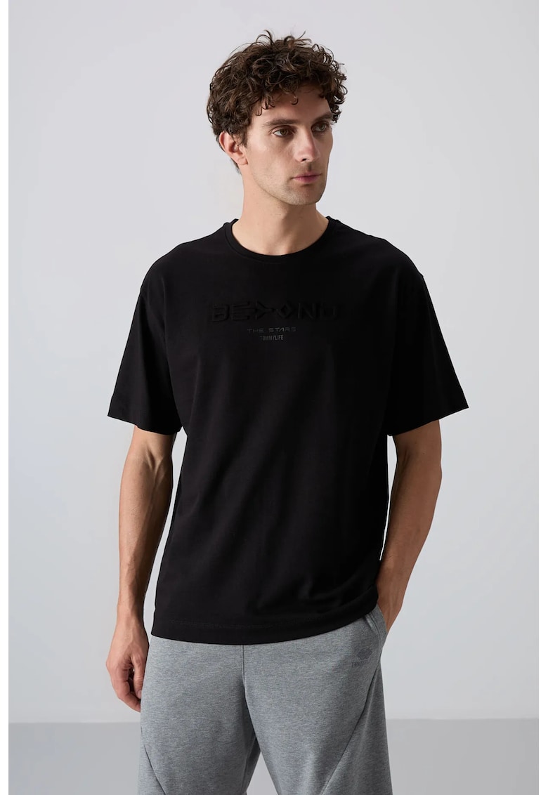 Tricou Barbati - supradimensionat - negru - bumbac-poliester
