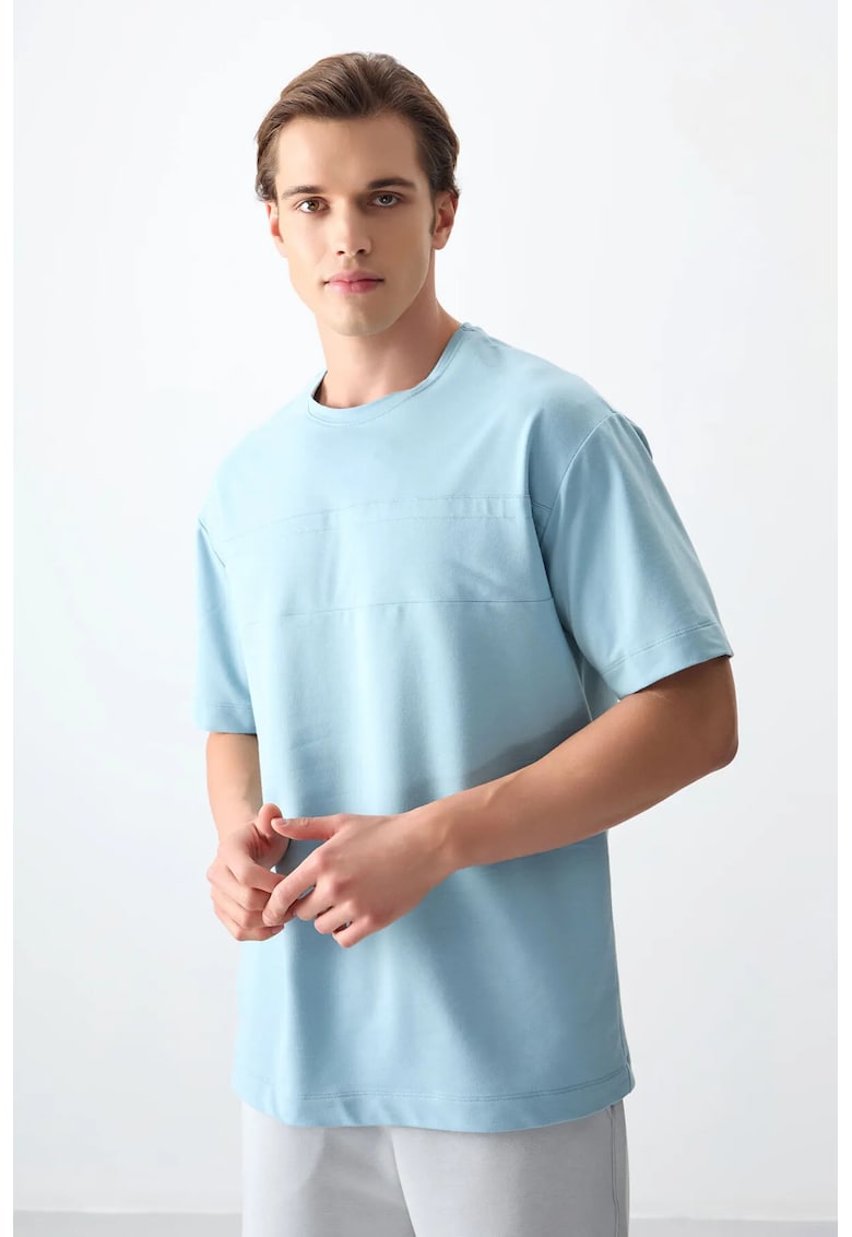 Tricou supradimensionat - elastic - albastru deschis - pentru barbati