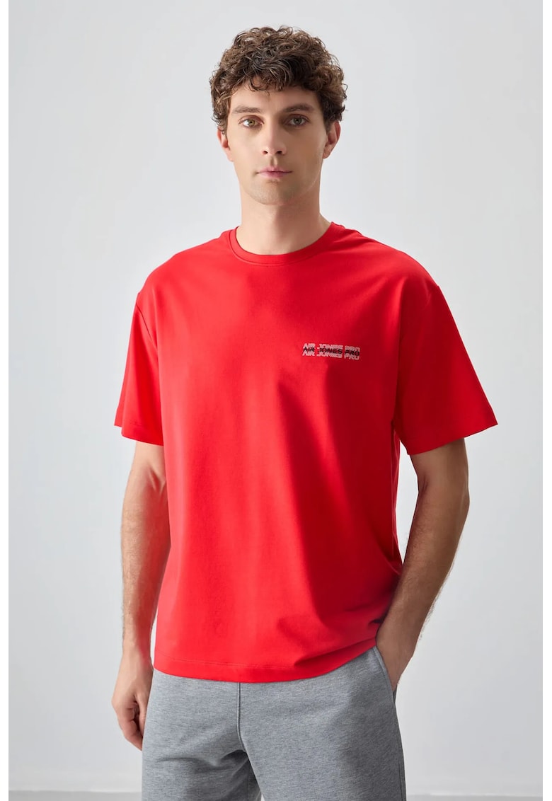 Tricou oversized - rosu - bumbac - pentru barbati