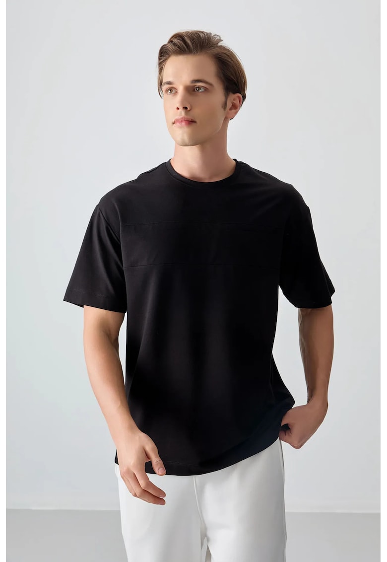 Tricou oversized - elastic - negru - pentru barbati