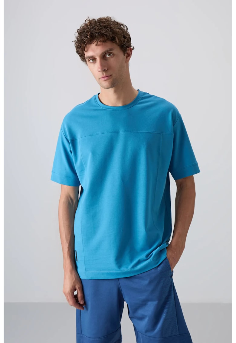 Tricou supradimensionat - Albastru Cerulean - elastic - bumbac-poliester-lycra
