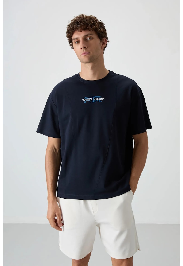 Tricou Barbati - supradimensionat - elastic - bleumarin - amestec de bumbac