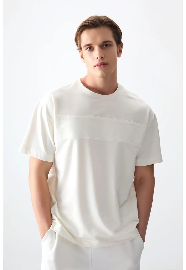 Tricou supradimensionat - elastic - alb prafuit - pentru femei