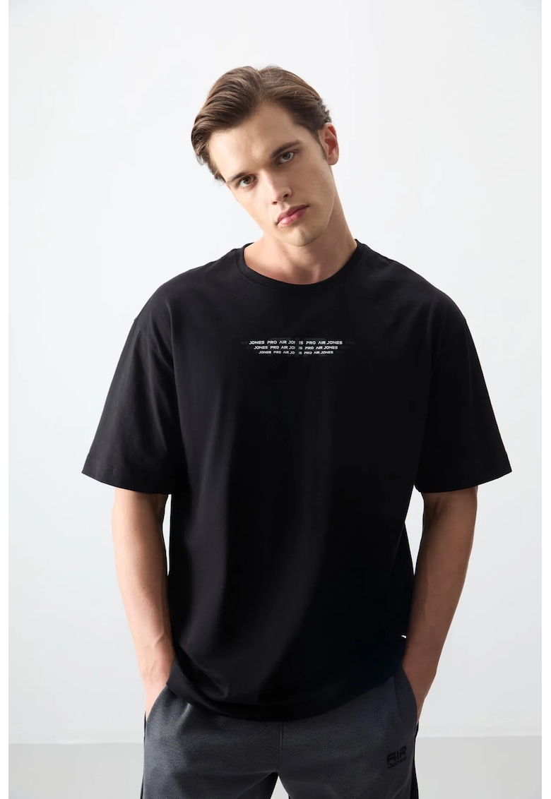Tricou Barbati - Oversized - Negru - Bumbac