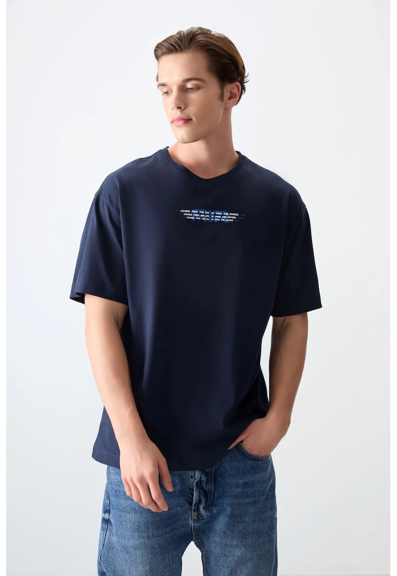 Tricou Oversized - Albastru Marin - 100% bumbac - cu Logo