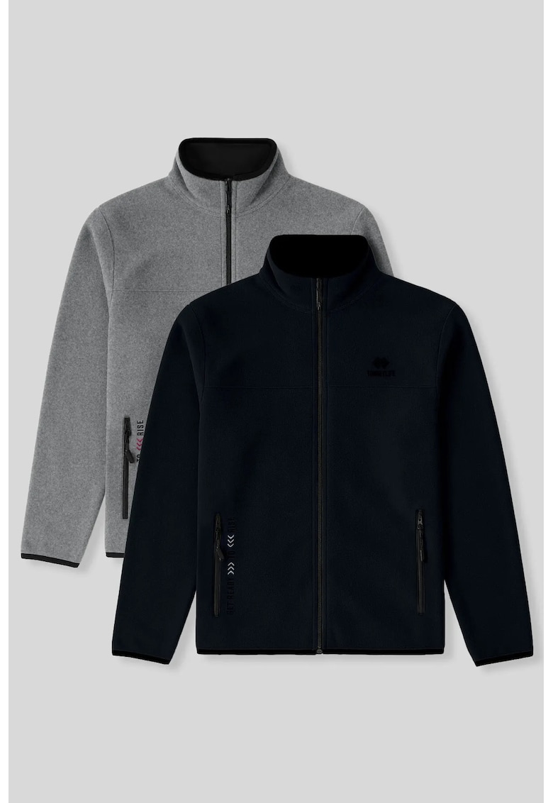 Hanorace barbati - regular fit - negru - poliester - cu fermoar