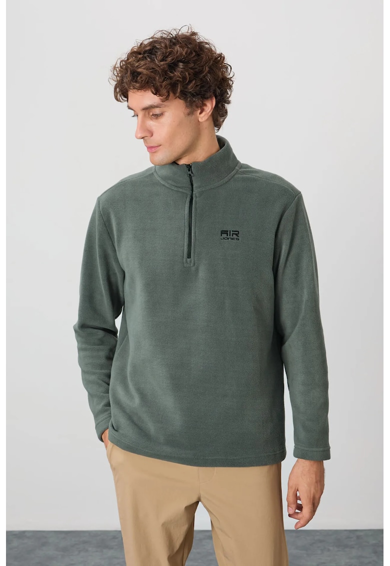 Hanorac barbati - fermoar - verde salvie - 100% poliester
