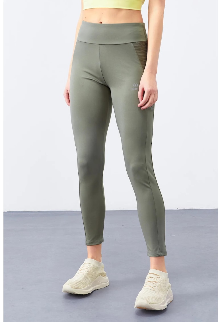 Colanti - slim fit - elasticitate - verde kaki - poliester/elastan