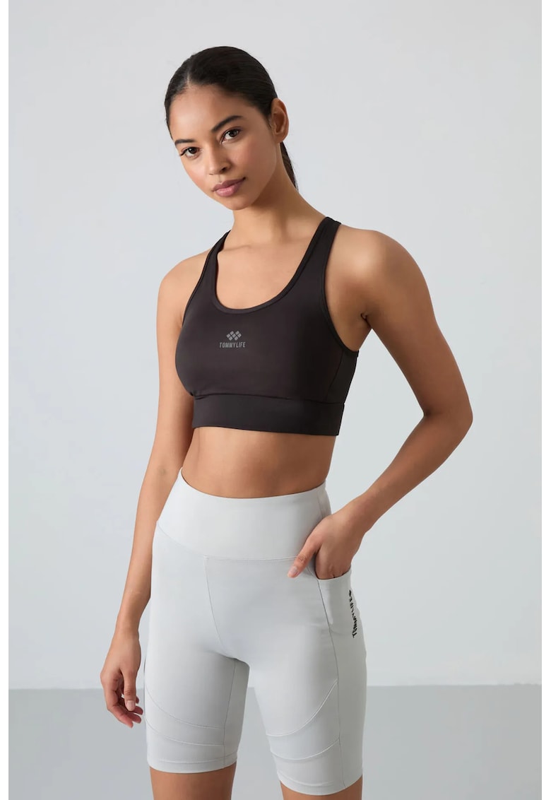 Top sport fara maneci - mulat - negru - 95% poliester - 5% elastan